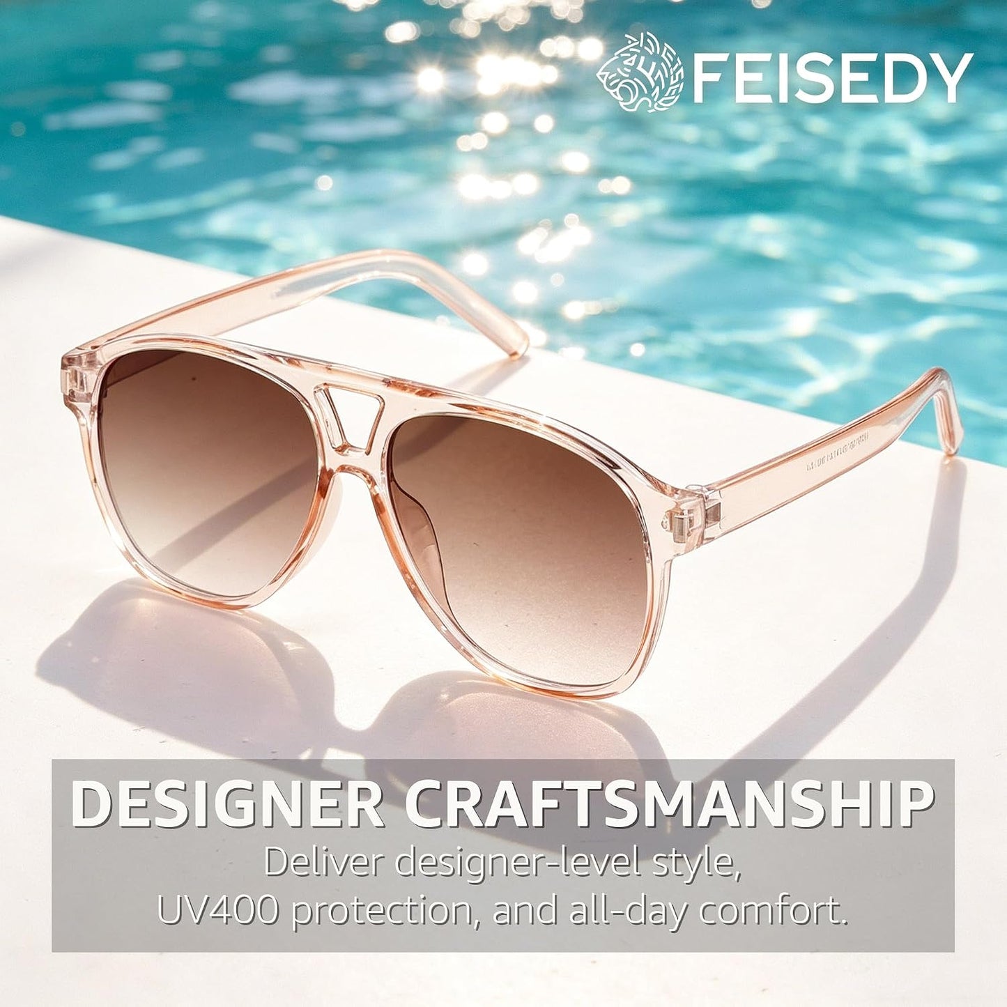 商品图片 5 | B0GXMV1N2N | FEISEDY Retro Aviator Sunglasses for Women Men Square Sunnies 70s Pilot Style Lightweight UV400 Shades B0421
