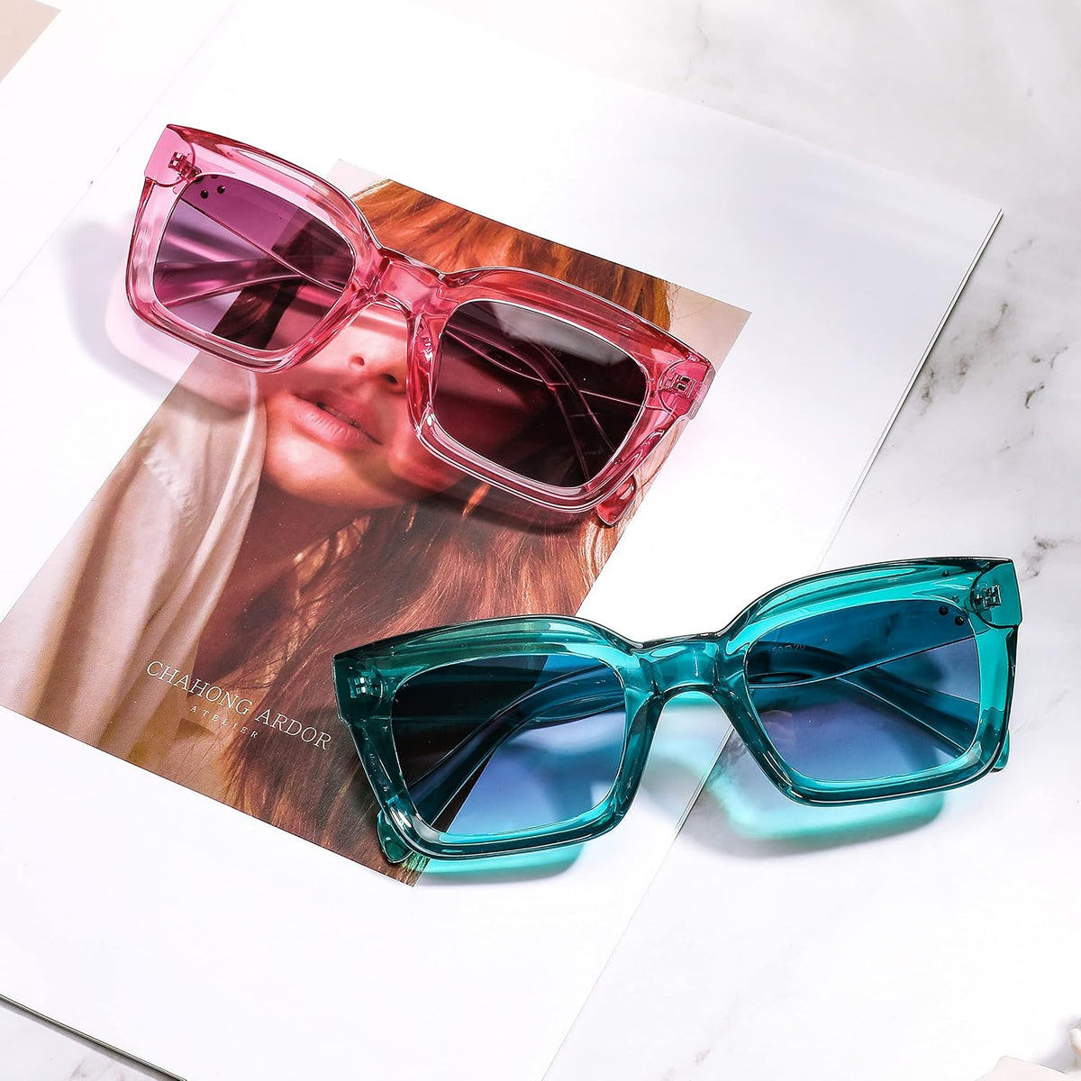 ÉÌƷͼƬ 16 | B07MNGNLNT | FEISEDY Classic Women Sunglasses Fashion Thick Square Sun Glasses B2471