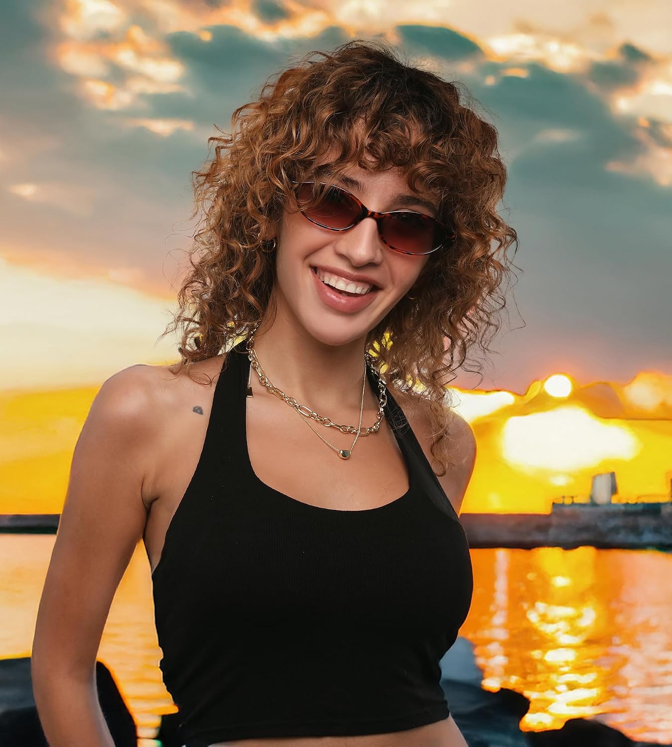 商品图片 14 | B0DMN6519L | FEISEDY Retro Oval Cat Eye Sunglasses for Women 90s Narrow Lightweight Shades Y2k Trendy Sunnies B0257