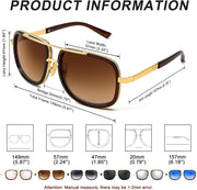ÉÌƷͼƬ 29 | B0B681YMF5 | FEISEDY Retro Trendy Aviator Sunglasses Women Men Classic Vintage Square Sunglasses 70s Large Metal Shades B2321