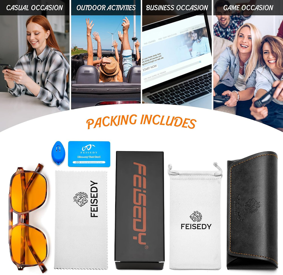 ÉÌƷͼƬ 42 | B0GCVQFPW9 | FEISEDY Blue Light Glasses for Computer Gaming Anti Eyestrain Glasses G2835