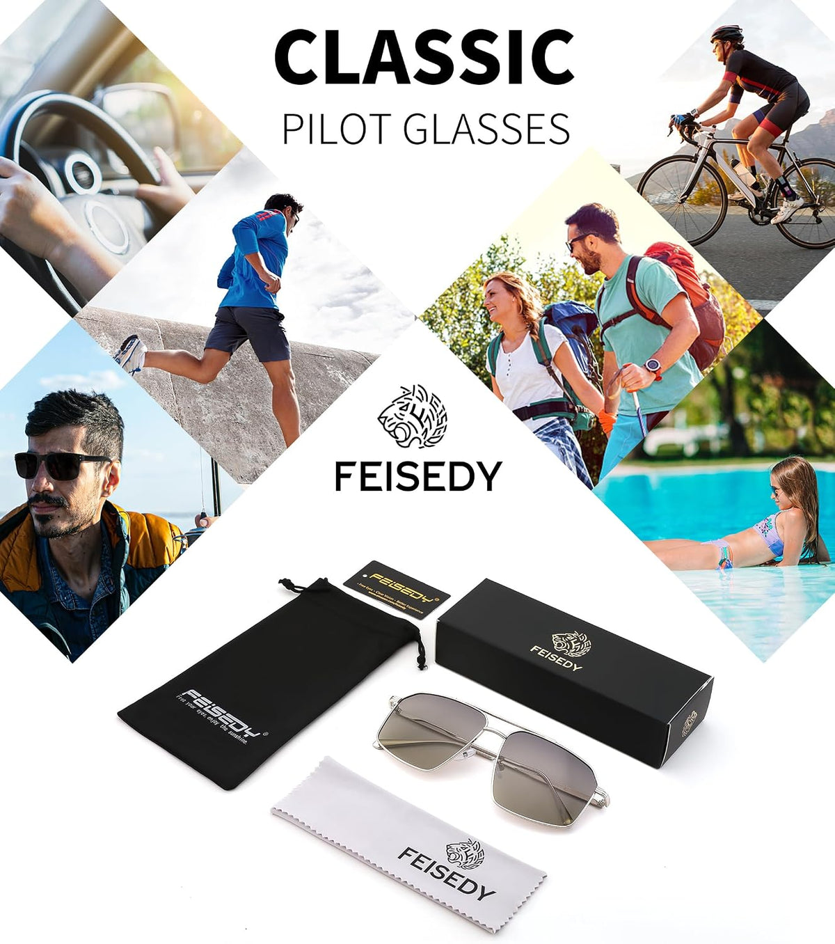 ÉÌƷͼƬ 34 | B0GQY2S7JF | FEISEDY Vintage Polarized Aviator Sunglasses Men Women Classic American Gradient Lens UV400 Protection B0273