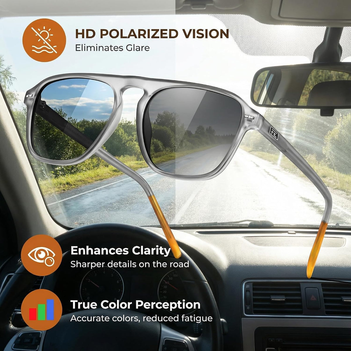 ÉÌƷͼƬ 3 | B0F4D461TF | FEISEDY Polarized Aviator Mens Sunglasses Square Modern Women Vintage Style Acetate Frame UV400 B0191