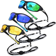 3pack-green+deep Blue+yellow / 60 Millimeters | B0FG2MYS42 | FEISEDY 3 Pack Polarized Sports Sunglasses for Men, Wrap Around Frame, UV400 Protection, Fishing Driving Cycling B2674