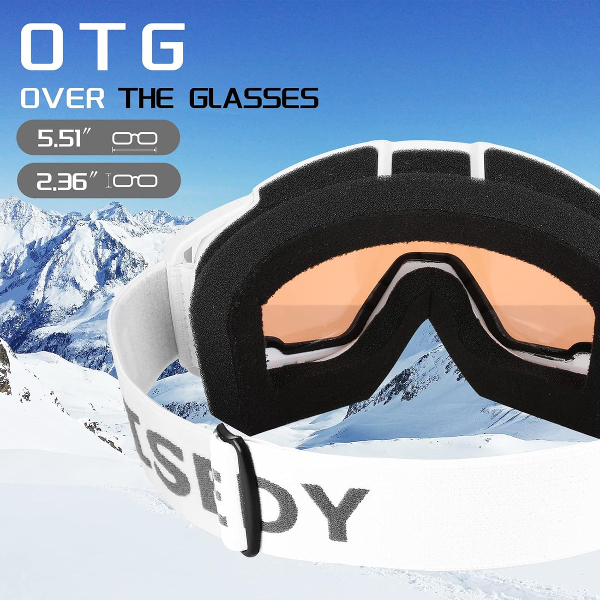 商品图片 66 | B0GHRB6WCQ | FEISEDY Ski Goggles, OTG Snow Sport Goggles for Adult Youth, Anti-Fog UV400 Protection Bendable Dual-Lenses B2961