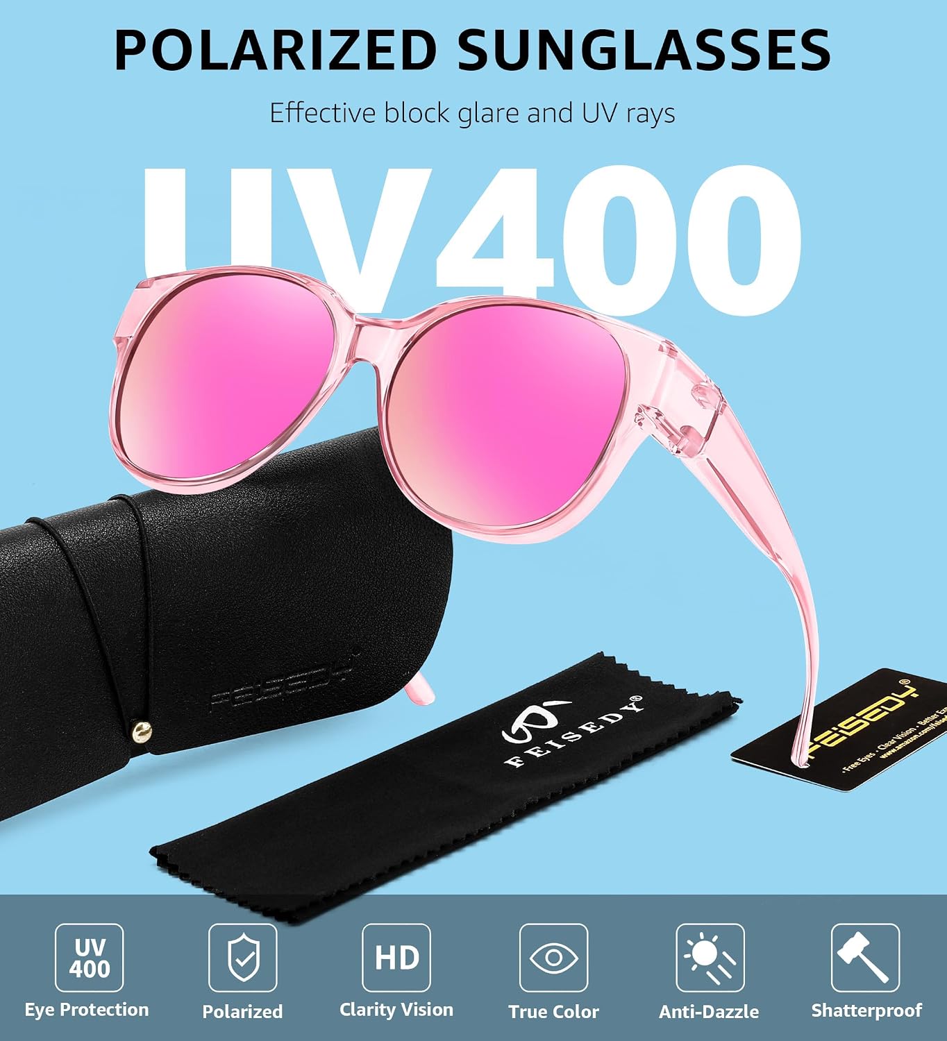 商品图片 40 | B0FRRT5Z37 | FEISEDY Fit Over Glasses Polarized Sunglasses, UV400 Protection for Driving & Outdoor Activities B0328
