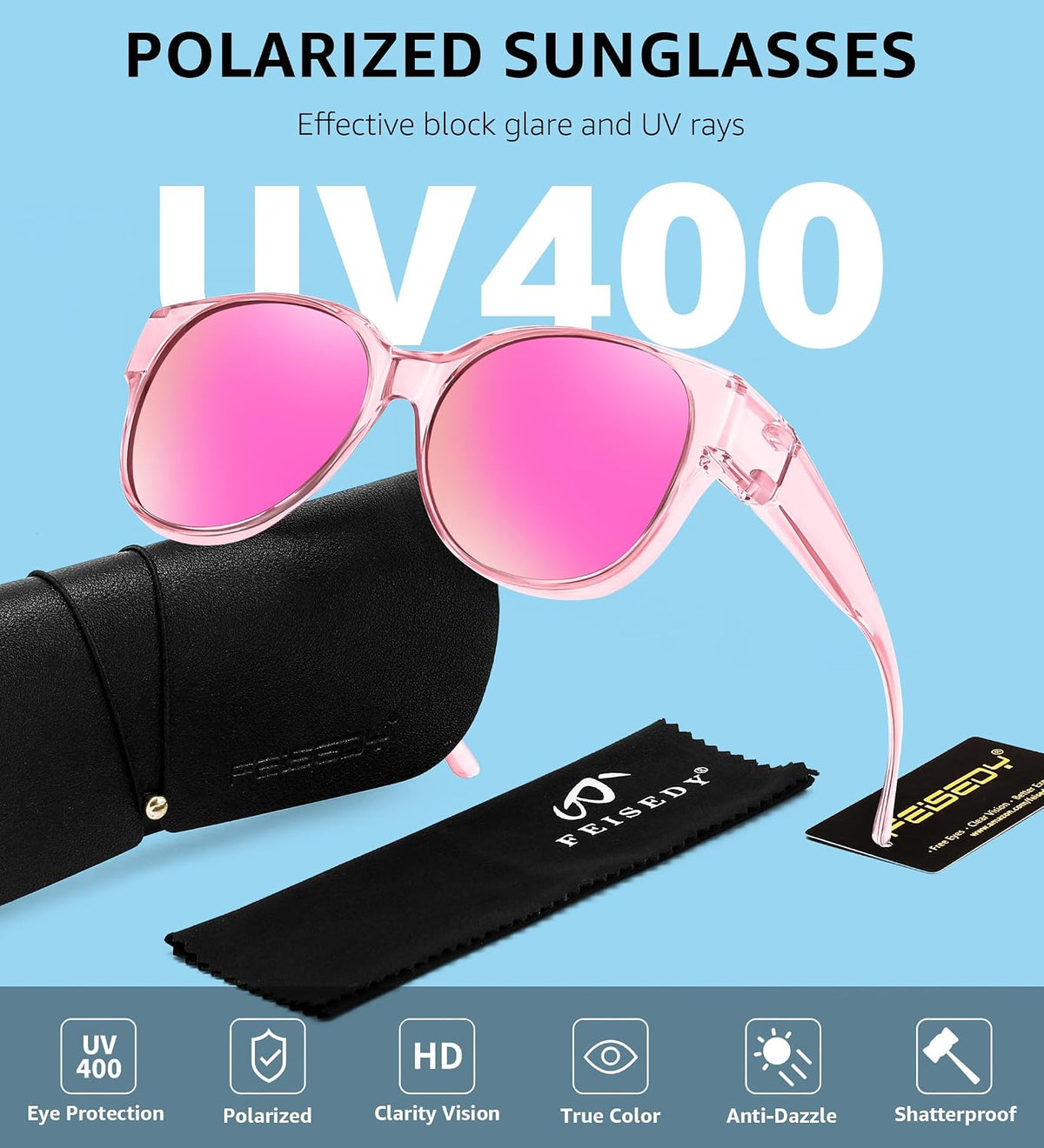 商品图片 40 | B0FRRT5Z37 | FEISEDY Fit Over Glasses Polarized Sunglasses, UV400 Protection for Driving & Outdoor Activities B0328