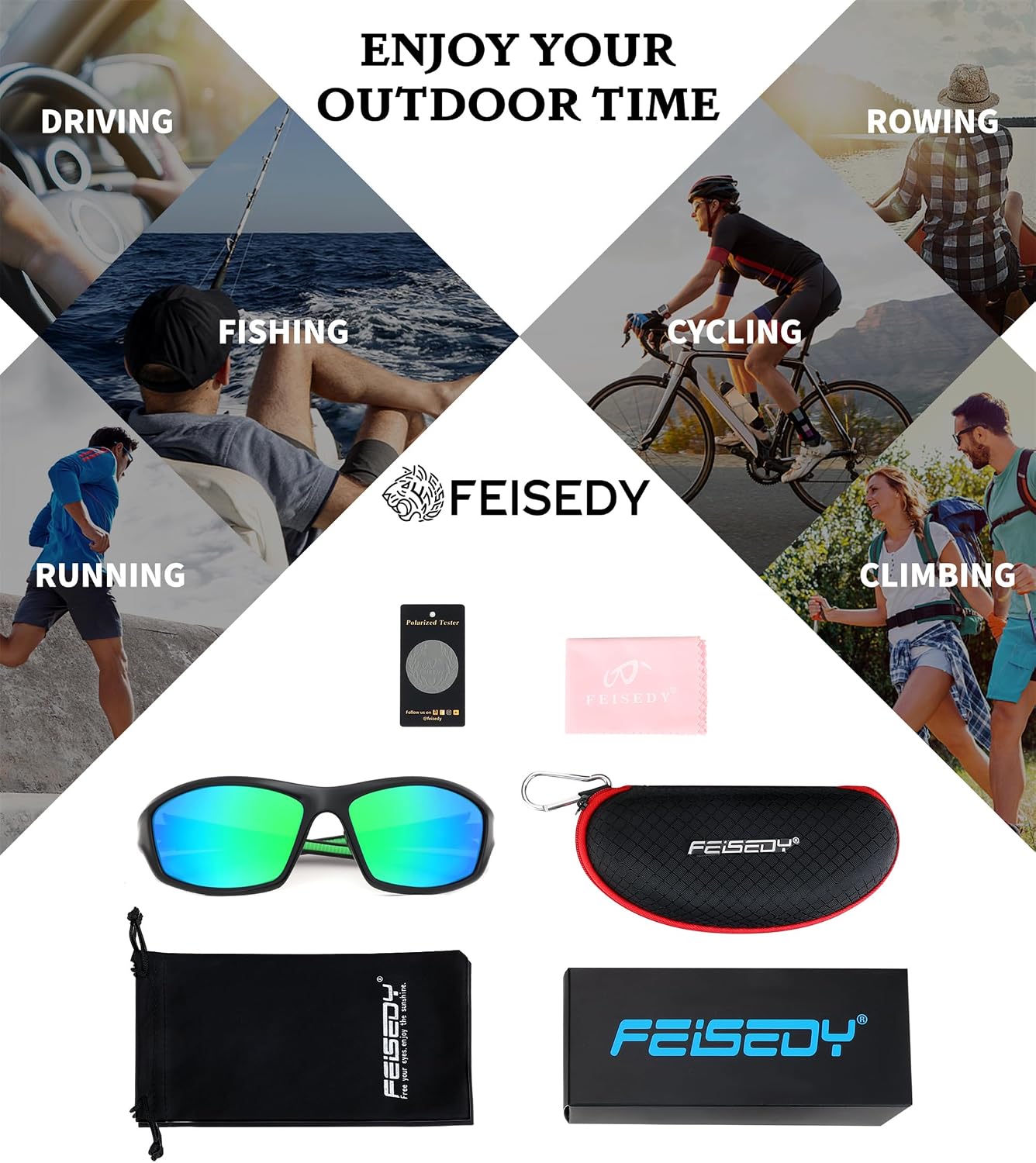 商品图片 16 | B09CT4VMCM | FEISEDY Classic Men Polarized Sports Sunglasses Night Driving Yellow Lenses Cycling Fishing Driving Glasses B2674