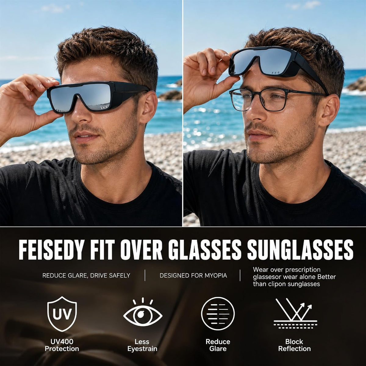 ÉÌƷͼƬ 23 | B0H2Z4Q1KM | FEISEDY Fit Over Glasses Polarized Sunglasses for Men Women B0456