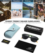 ÉÌƷͼƬ 25 | B0F4D461TF | FEISEDY Polarized Aviator Mens Sunglasses Square Modern Women Vintage Style Acetate Frame UV400 B0191