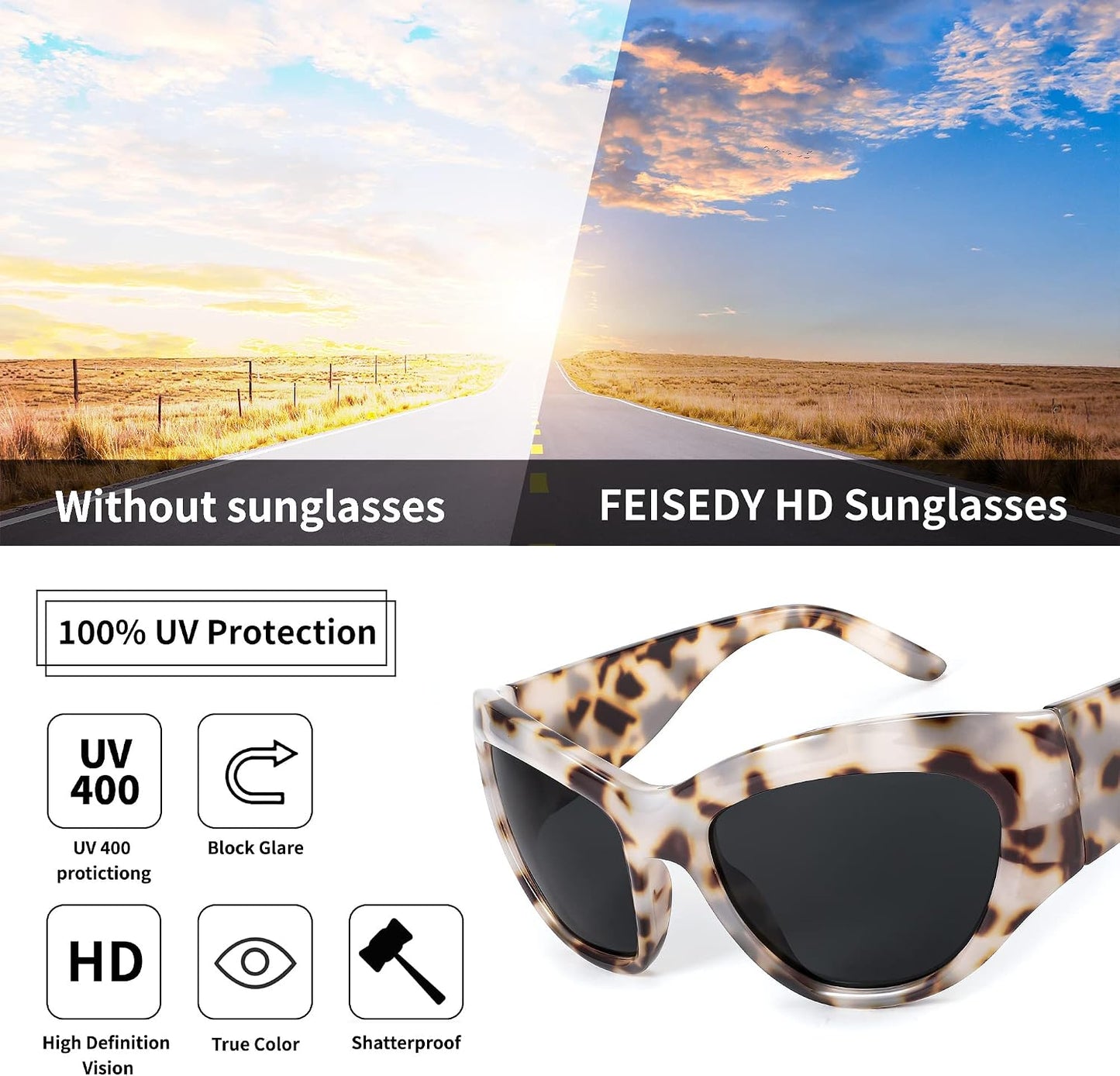 商品图片 20 | B0BQBWYZF6 | FEISEDY Trendy Y2k Sunglasses Women Men Oversized Shield Sunglasses Fashion Wrap Around Futuristic Glasses B2359
