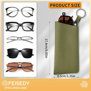 ÉÌƷͼƬ 16 | B0FKBLV8J9 | FEISEDY 2Pack Portable Glasses Case with Clip Hook, Soft Leather Eyeglass case Bag, Slim Sunglasses Pouch B0313