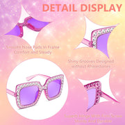 ÉÌƷͼƬ 11 | B0CFHLB4YT | FEISEDY Kids Sunglasses for Girls Oversized Square Sparkling Party Sun Glasses Lightweight Fashion Shades B0053