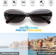 ÉÌƷͼƬ 11 | B0H2YQ7P2Y | FEISEDY Women Vintage Oval Cat Eye Sunglasses, Retro Narrow Shades B0459