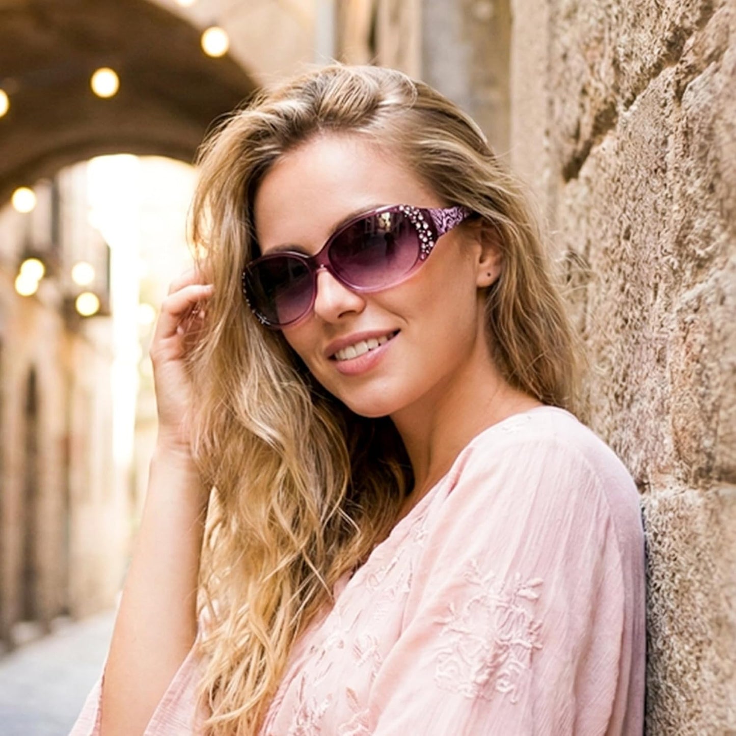 商品图片 31 | B0FZT6D16L | FEISEDY Women's Polarized Sunglasses Wrap Around Rhinestone Design Fashion Sunnies UV400 Protection B1091