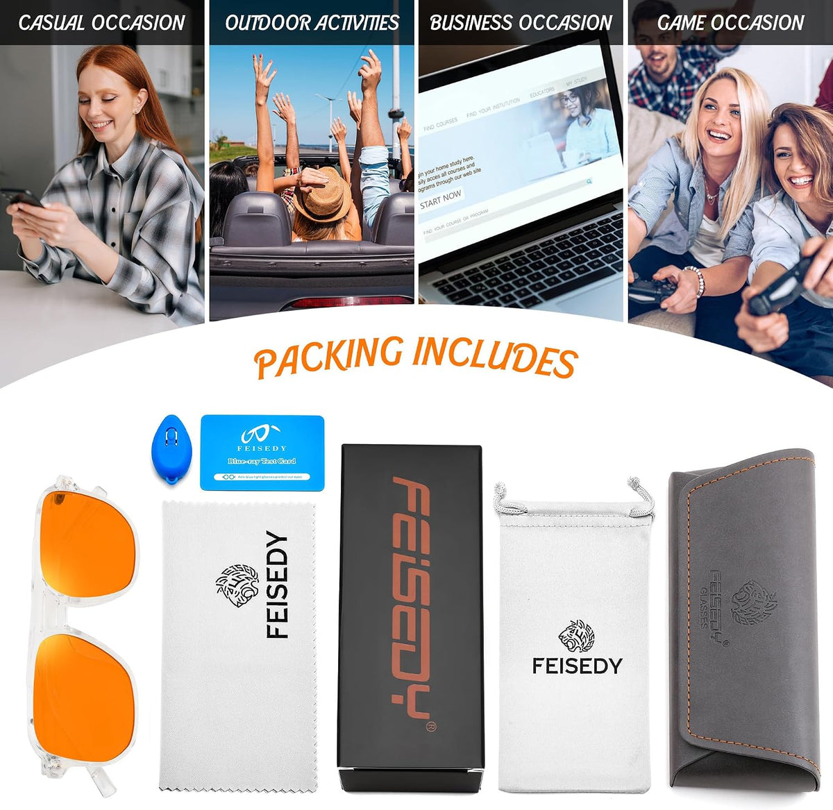 ÉÌƷͼƬ 57 | B0GCVQFPW9 | FEISEDY Blue Light Glasses for Computer Gaming Anti Eyestrain Glasses G2835