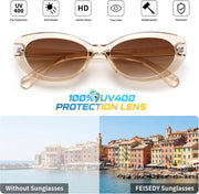 ÉÌƷͼƬ 42 | B0H2YQ7P2Y | FEISEDY Women Vintage Oval Cat Eye Sunglasses, Retro Narrow Shades B0459