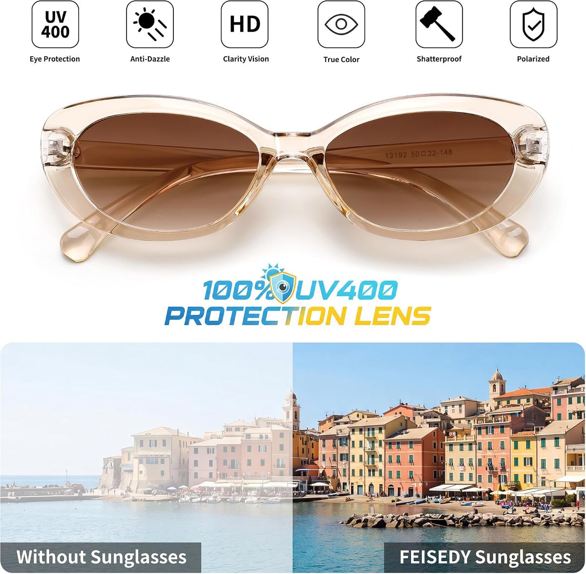 ÉÌƷͼƬ 42 | B0H2YQ7P2Y | FEISEDY Women Vintage Oval Cat Eye Sunglasses, Retro Narrow Shades B0459