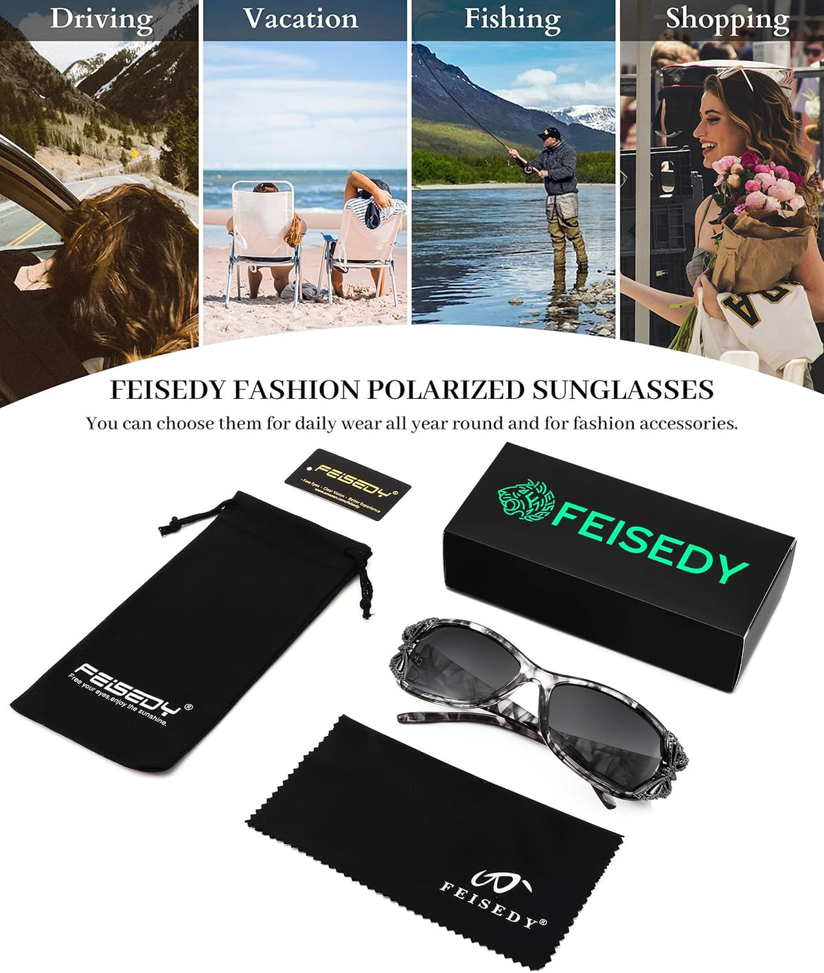 ÉÌƷͼƬ 64 | B0CNRQ7WVZ | FEISEDY Y2K Women Polarized Sunglasses Butterfly Wrap Around UV400 Shades