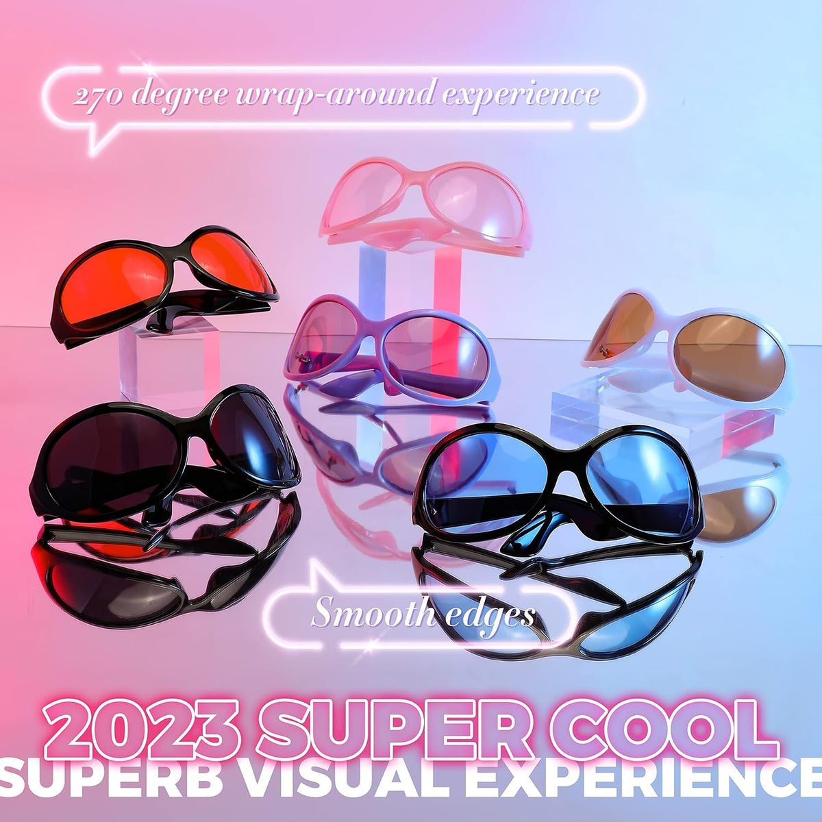 ÉÌƷͼƬ 7 | B0BYX6JXMW | FEISEDY Bug Eye Y2K Oversized Sunglasses Women Men Oval Frame B2391