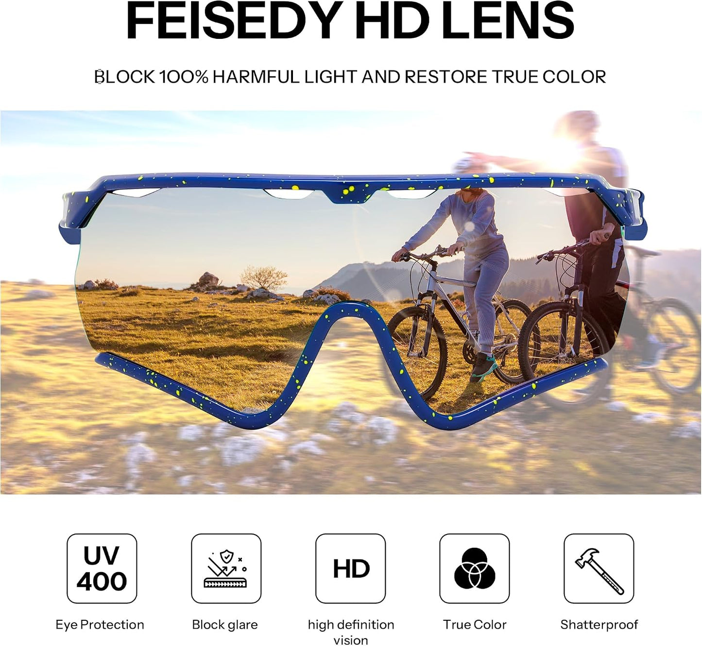 商品图片 26 | B0FL29WPXL | FEISEDY Sports Sunglasses for Men Women Youth Baseball Cycling Running Softball Biking Glasses B0305