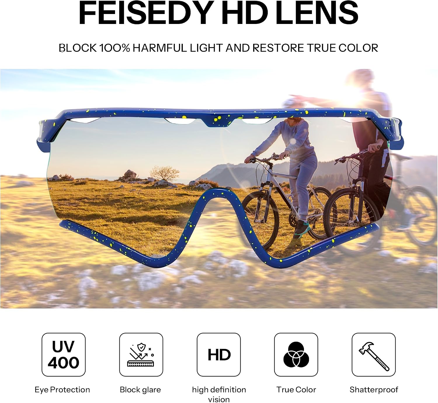 商品图片 26 | B0FL29WPXL | FEISEDY Sports Sunglasses for Men Women Youth Baseball Cycling Running Softball Biking Glasses B0305
