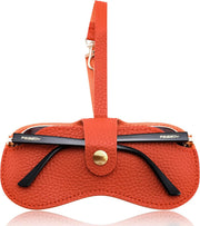 Orange | B0FH1YY7PX | FEISEDY Soft Leather Sunglass Case-Slim Portable Glasses Holder for Women
