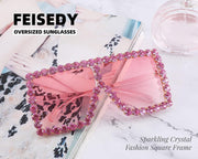 ÉÌƷͼƬ 32 | B096YZPRF2 | FEISEDY Oversized Sparkling Crystal Sunglasses Disco Diamond Flat Top Fashion Square Large Shades B2782