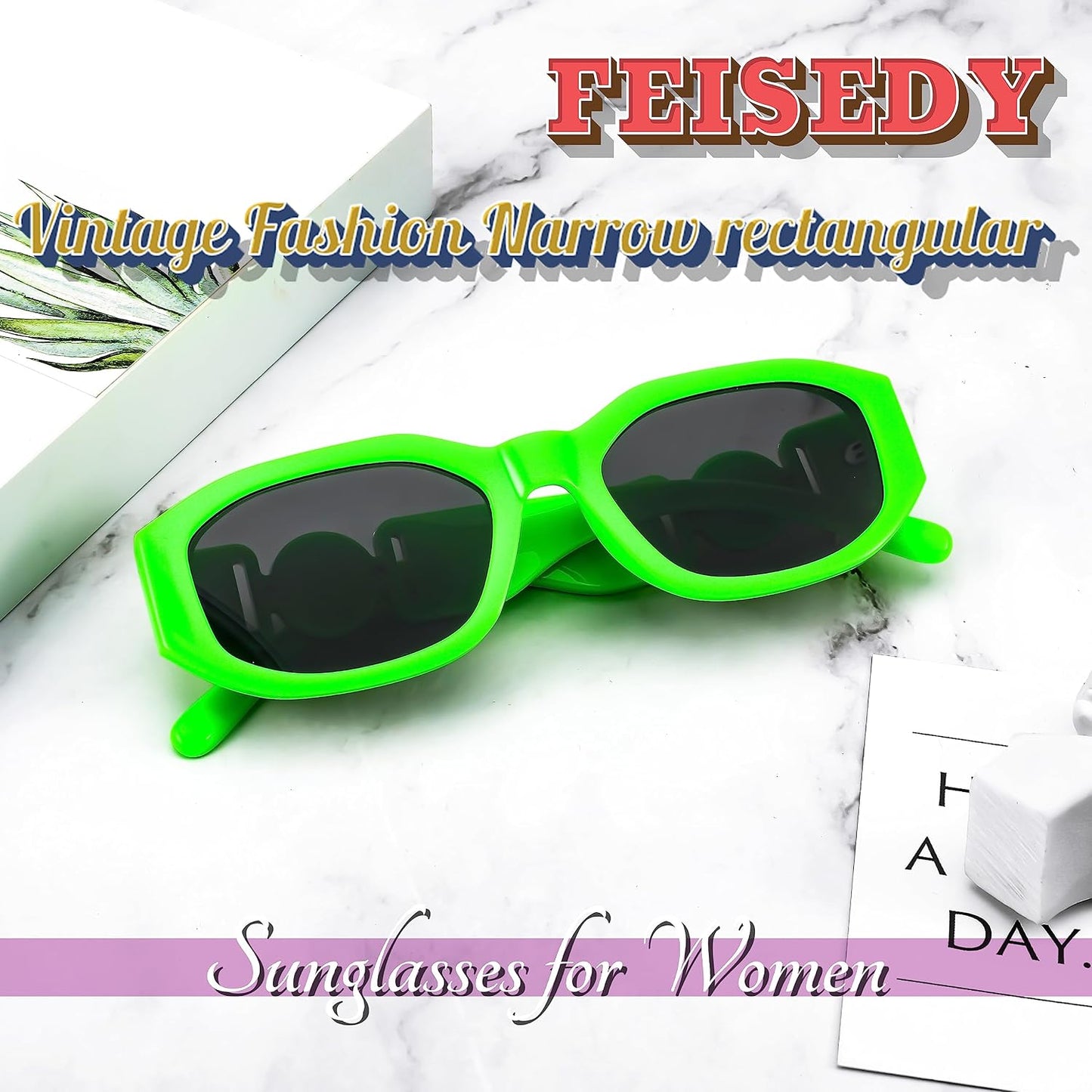 商品图片 28 | B0B5V7T75J | FEISEDY Retro Trendy Rectangle Sunglasses Women Men Narrow Shades B2322