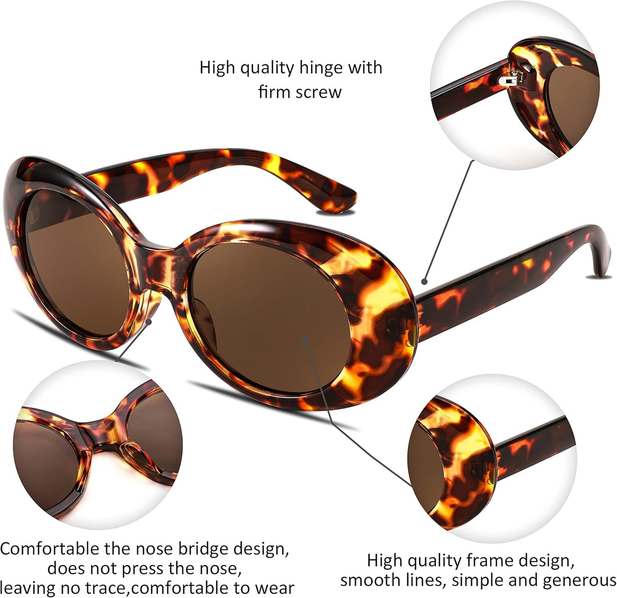 ÉÌƷͼƬ 31 | B074H8KFSZ | FEISEDY Sunglasses White Oval Clout Goggles for Women Men Retro Round Trendy Rimmed Clueless Costume Frame B2253