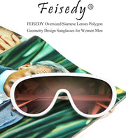ÉÌƷͼƬ 22 | B085PPHWTZ | FEISEDY Retro Oversized Sunglasses Women Men One Piece Frame B2580