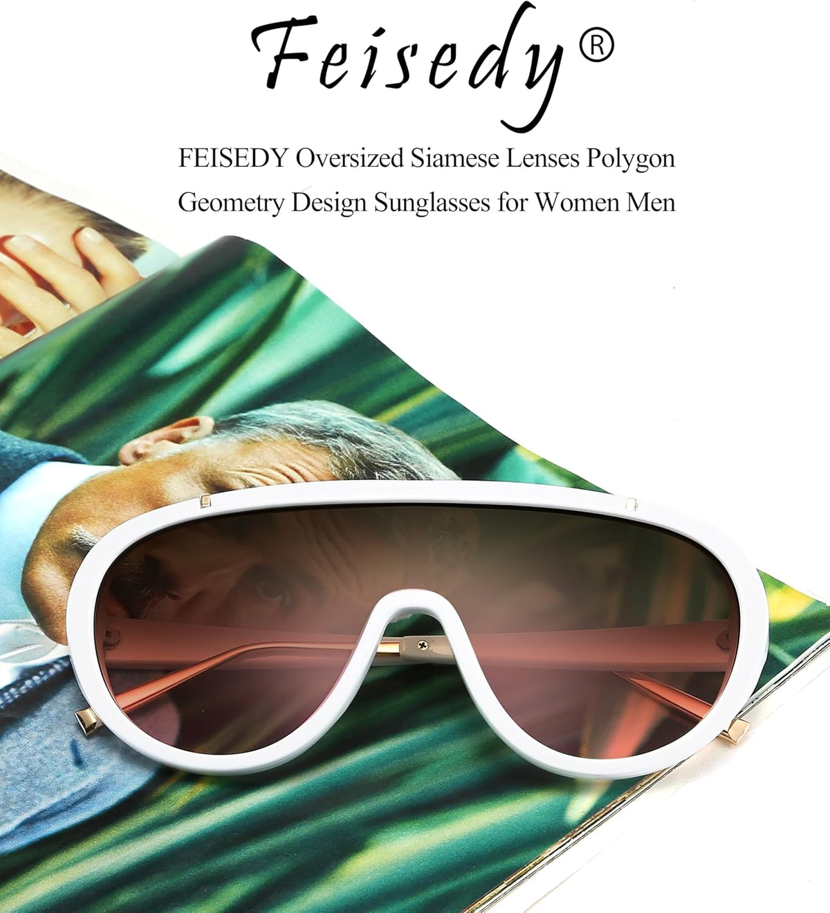 ÉÌƷͼƬ 22 | B085PPHWTZ | FEISEDY Retro Oversized Sunglasses Women Men One Piece Frame B2580