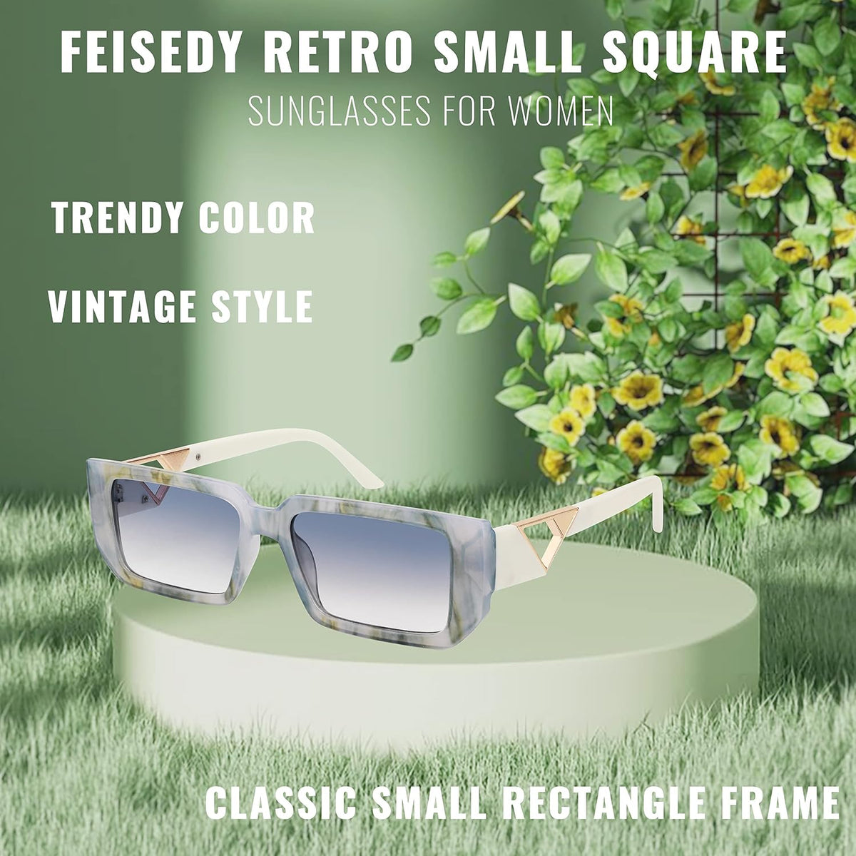 ÉÌƷͼƬ 17 | B0BP7NZR55 | FEISEDY Small Fashion Square Sunglasses for Women Men 90s Vintage Rectangle Sunglasses B2972