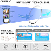 ÉÌƷͼƬ 12 | B0C65DXFMC | FEISEDY Retro Square Blue Light Blocking Reading Glasses for Women Men 70s Flat Aviator Glasses Anti-Fatigue Reader B2993