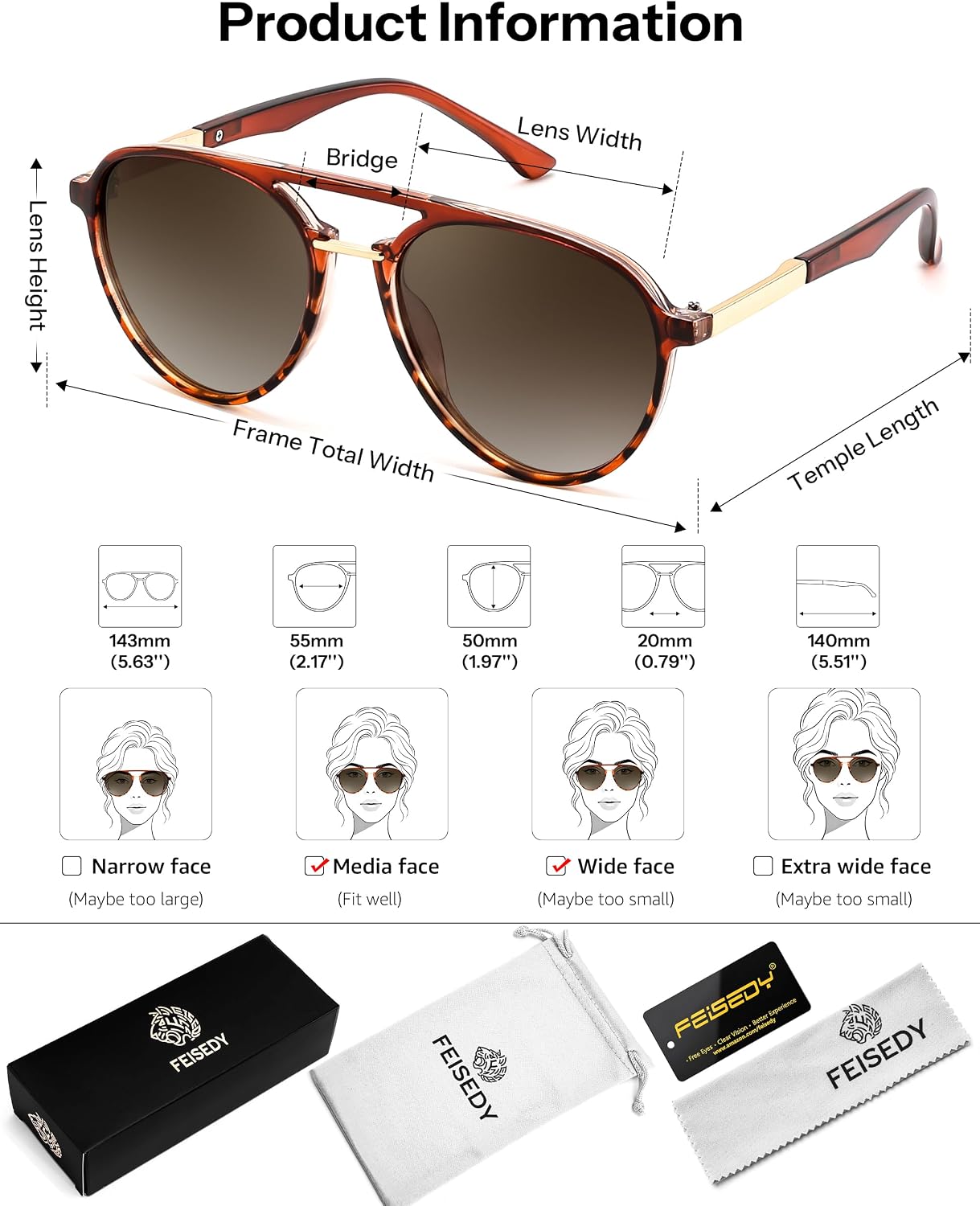 商品图片 28 | B0H1BPNZ36 | FEISEDY 70s Retro Aviator Sunglasses Polarized UV400 for Men Women B0453