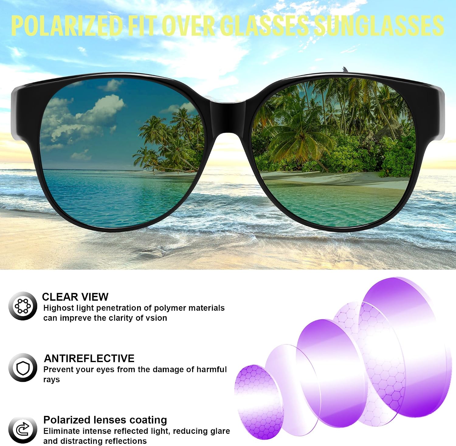 商品图片 65 | B0FRRT5Z37 | FEISEDY Fit Over Glasses Polarized Sunglasses, UV400 Protection for Driving & Outdoor Activities B0328