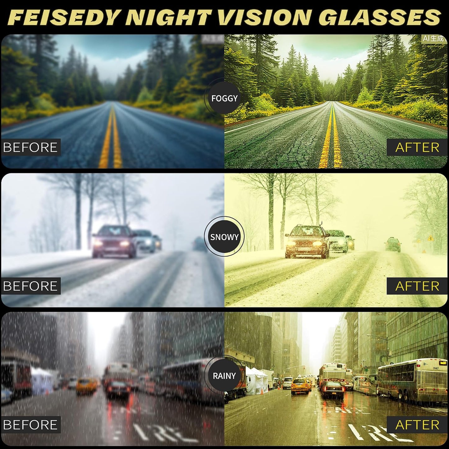 商品图片 7 | B0GJYYQGWC | FEISEDY Photochromic Progressive Multifocal Aviator Reading Glasses B0396