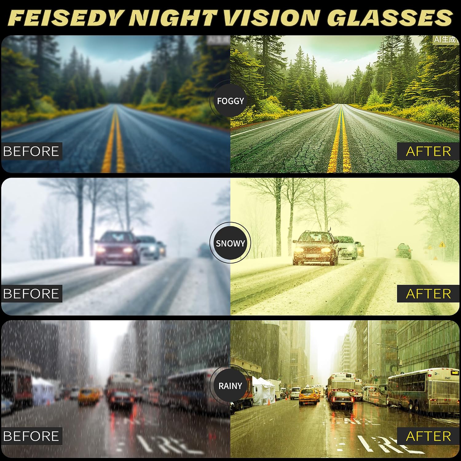 商品图片 7 | B0GJYYQGWC | FEISEDY Photochromic Progressive Multifocal Aviator Reading Glasses B0396