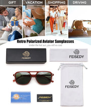 ÉÌƷͼƬ 42 | B0H2V9BFS5 | FEISEDY Retro Polarized Aviator Square Sunglasses for Women Men UV400 B0357