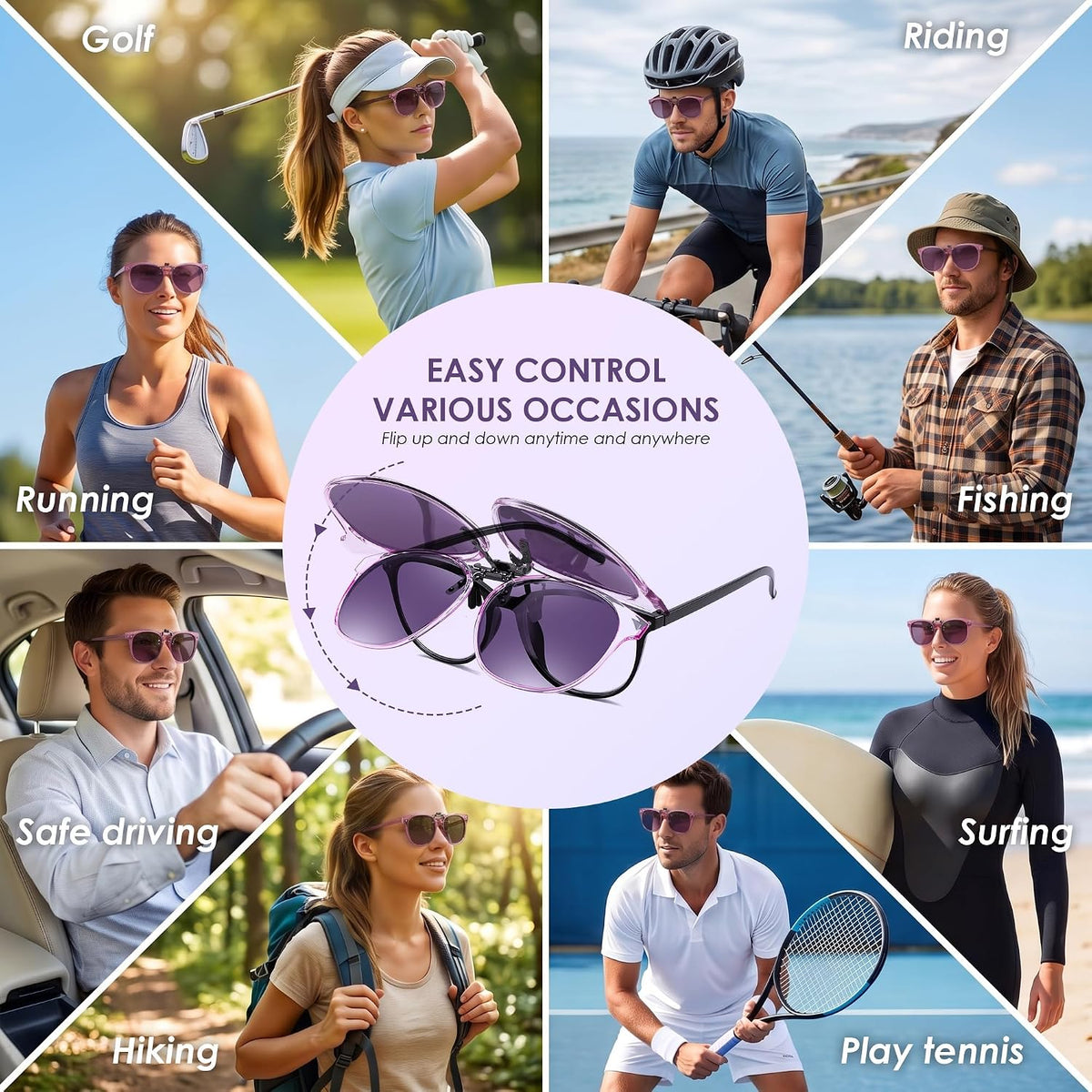 商品图片 28 | B0HDSX3PVB | FEISEDY Polarized Flip-Up Clip On Sunglasses Over Prescription B0486