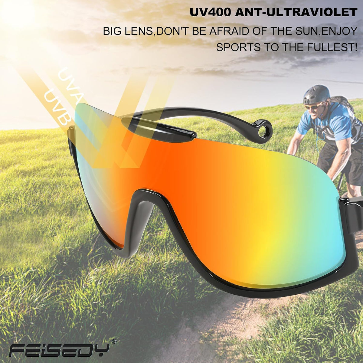 ÉÌƷͼƬ 11 | B0CQT2FXLN | FEISEDY Sunglasses Men Women Oversized Fashion Sports Baseball Fishing Skiing Running Golf Adults Teens Half Frame B0012