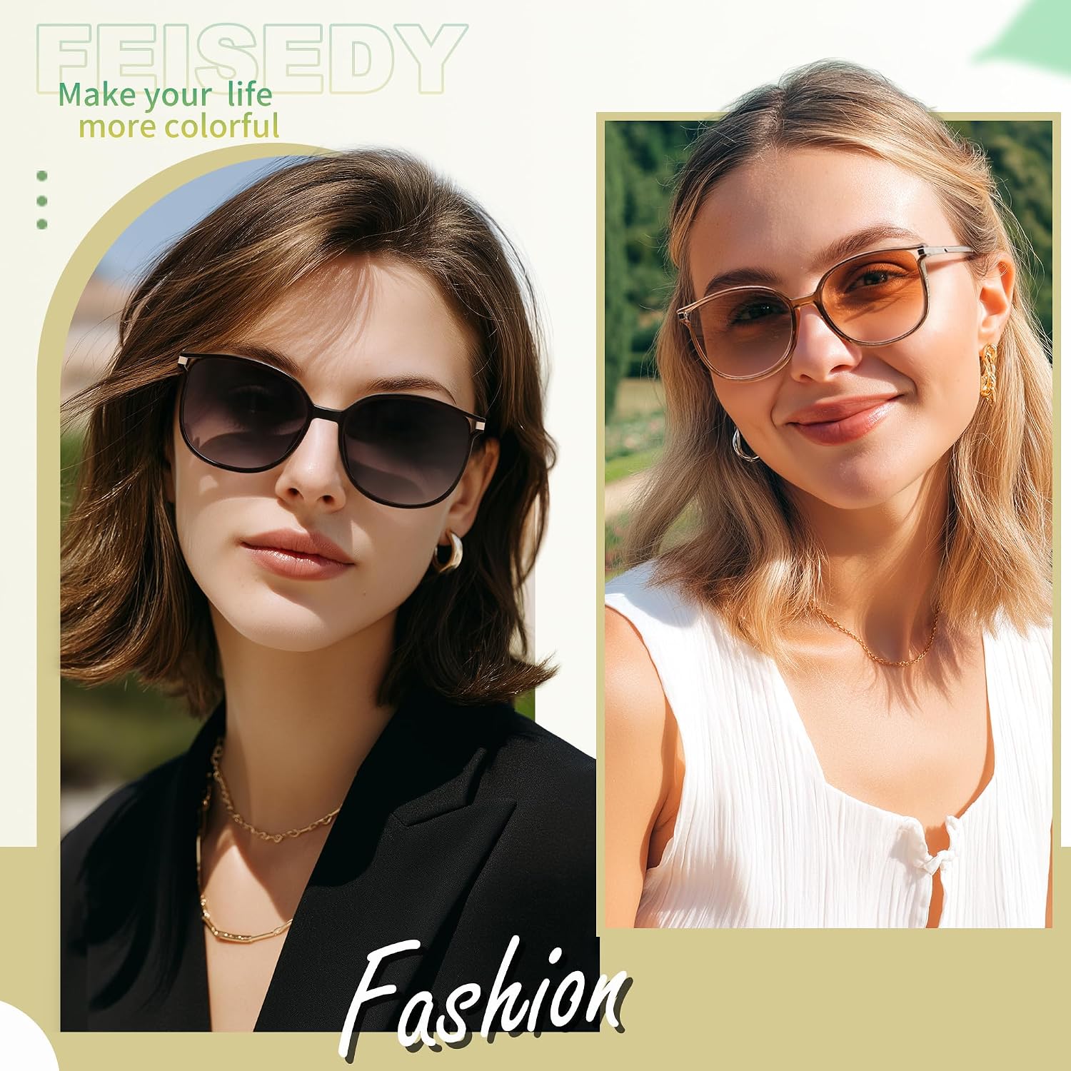 商品图片 2 | B0FPCGQQSX | FEISEDY 2 Pack Stylish Reader Sunglasses for Women B0321 | Fashion Lightweight UV400 Protection Full Lens Reading Glasses