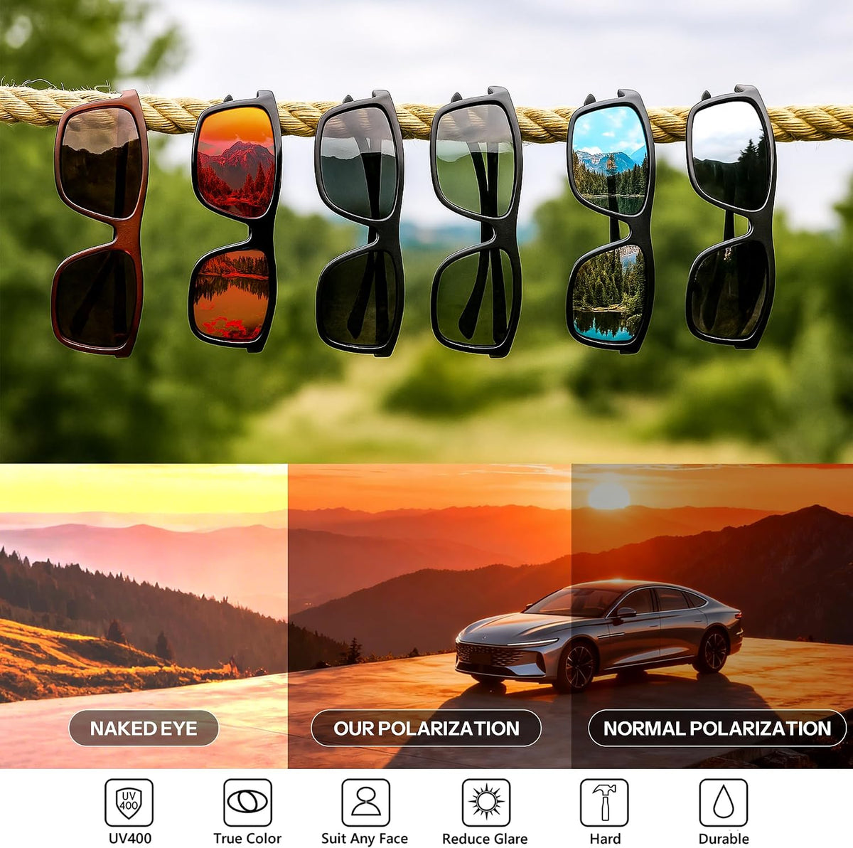 ÉÌƷͼƬ 5 | B0FPM4P9VL | FEISEDY Square Polarized Sunglasses For Men Women B0322