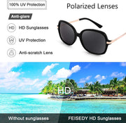ÉÌƷͼƬ 7 | B08QDD5B67 | FEISEDY Classic Womens Elegant Polarized Sunglasses Ladies Wide Square Sunglasses Shades B2683