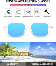 ÉÌƷͼƬ 206 | B09YTJ4FQZ | FEISEDY Vintage Square 70s Flat Aviator Sunglasses Women Men Classic Retro Stylish Frame UV400 Sunglasses B2622