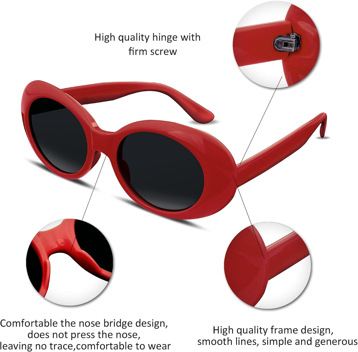 ÉÌƷͼƬ 3 | B074H8KFSZ | FEISEDY Sunglasses White Oval Clout Goggles for Women Men Retro Round Trendy Rimmed Clueless Costume Frame B2253