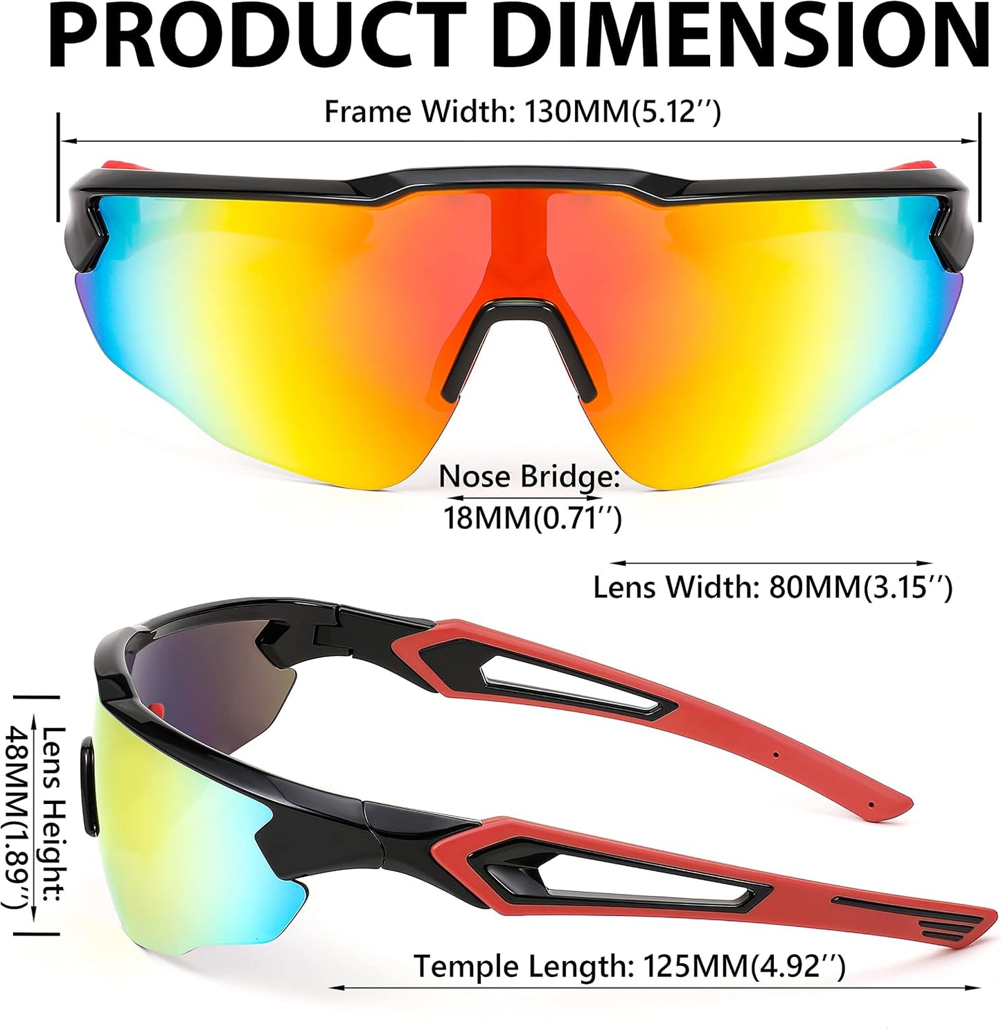 商品图片 5 | B0B2WDLNDM | FEISEDY Sports Sunglasses, with 5 Lenses for Men Women, TR90 Lightweight, Baseball Cycling Motorcycle Running Golf B2940