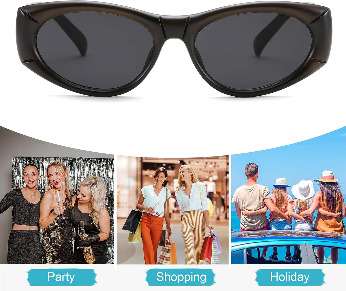 ÉÌƷͼƬ 6 | B0DHWVFXXY | FEISEDY Retro Oval Sunglasses UV400 Protection Retro Y2K Sunglasses B0234