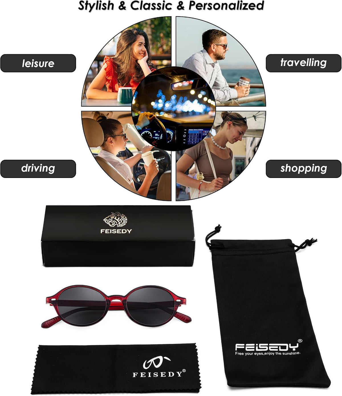 ÉÌƷͼƬ 14 | B0DTHVTKB5 | FEISEDY Retro Oval Sunglasses for Women 90s Narrow Round Lightweight Shades Y2k Trendy Sunnies B1171