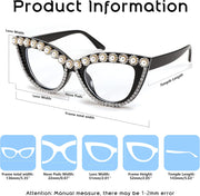 ÉÌƷͼƬ 7 | B0BLH5NHK8 | FEISEDY Diamond Blue Light Blocking Glasses Cat Eye Rhinestone Women Oversized Anti Eyestrain Computer Glasses Frame B2358